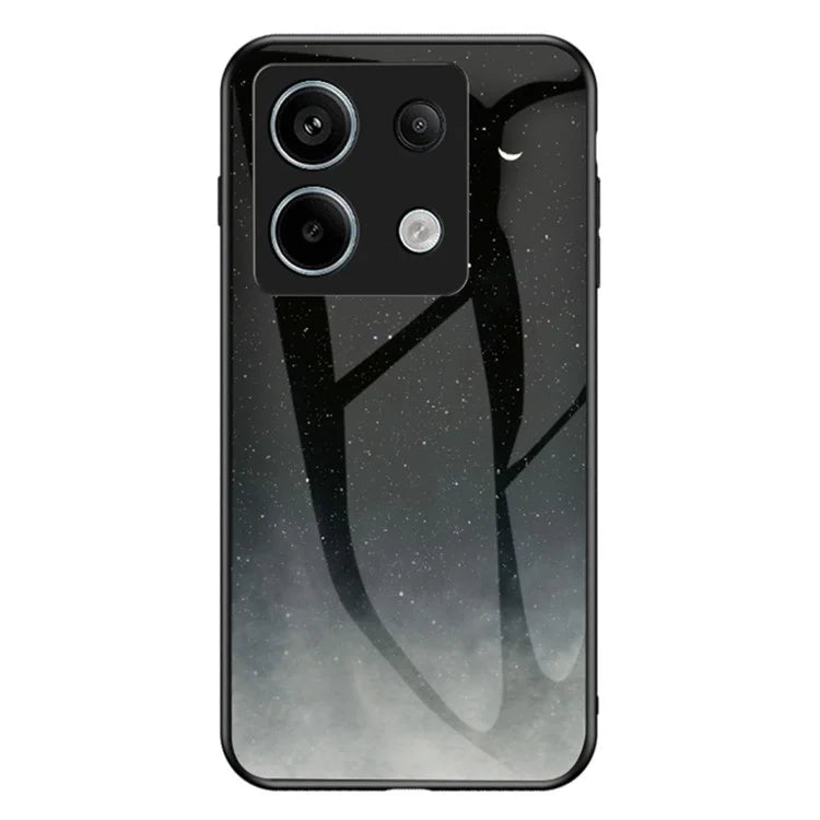 Phone Cover for Xiaomi Redmi Note 13 Pro 5G / Poco X6 5G Case Tempered Glass+PC+TPU Starry Sky Pattern Shell