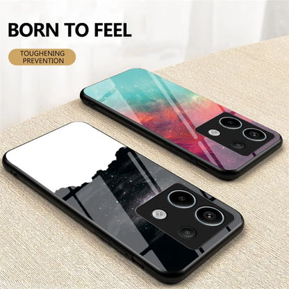 Phone Cover for Xiaomi Redmi Note 13 Pro 5G / Poco X6 5G Case Tempered Glass+PC+TPU Starry Sky Pattern Shell
