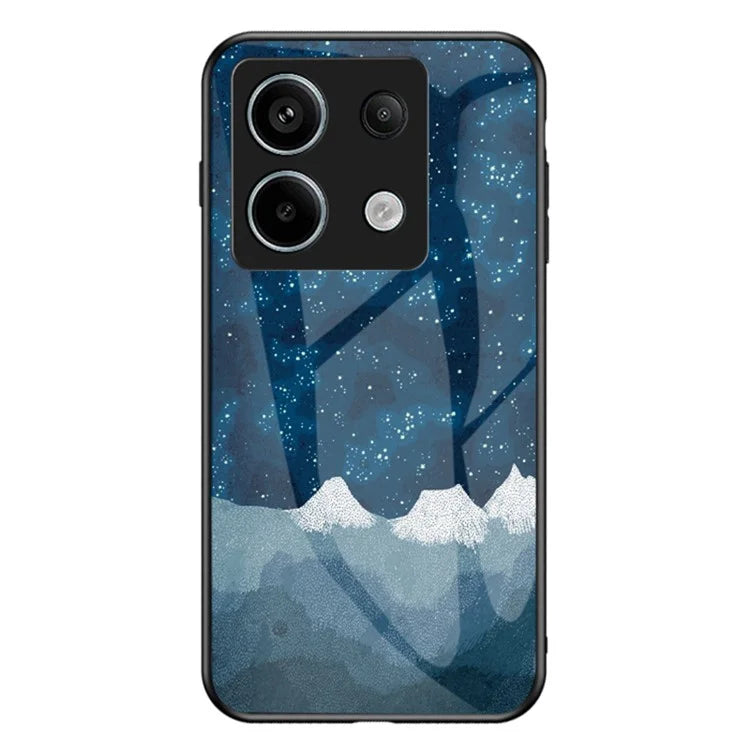 Phone Cover for Xiaomi Redmi Note 13 Pro 5G / Poco X6 5G Case Tempered Glass+PC+TPU Starry Sky Pattern Shell