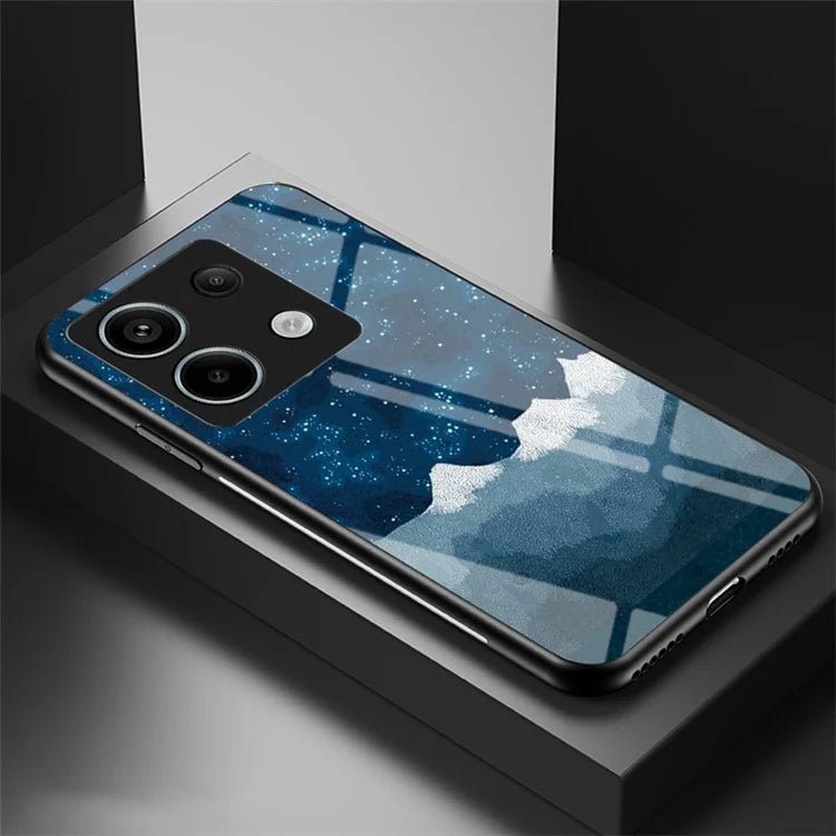 Phone Cover for Xiaomi Redmi Note 13 Pro 5G / Poco X6 5G Case Tempered Glass+PC+TPU Starry Sky Pattern Shell