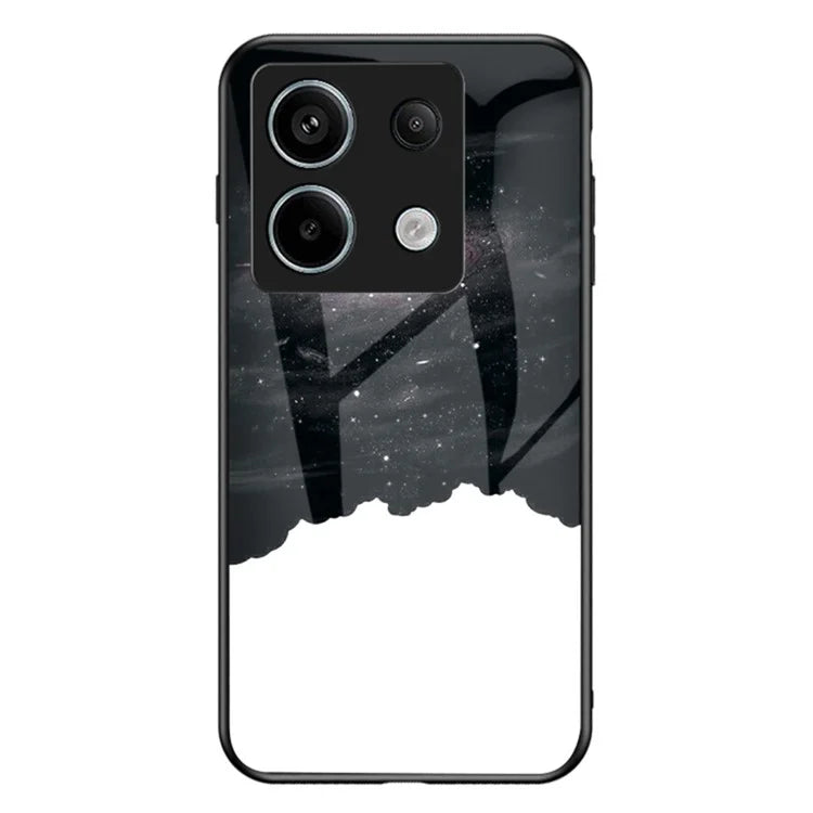 Phone Cover for Xiaomi Redmi Note 13 Pro 5G / Poco X6 5G Case Tempered Glass+PC+TPU Starry Sky Pattern Shell