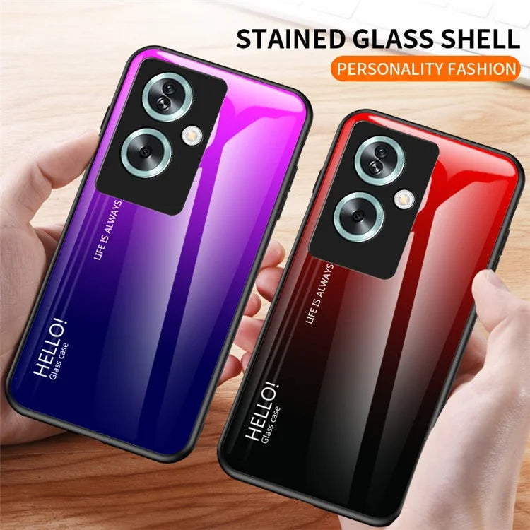 For Oppo A79 5G / A2 5G Case Gradient Color Tempered Glass Phone Cover