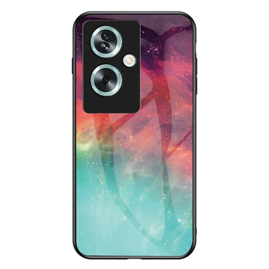 For Oppo A79 5G / A2 5G Case Starry Sky Pattern PC+TPU+Tempered Glass Anti-drop Protective Cover