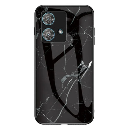 For Motorola Edge 40 Neo 5G Case Marble Pattern Printed Tempered Glass+PC+TPU Phone Protector