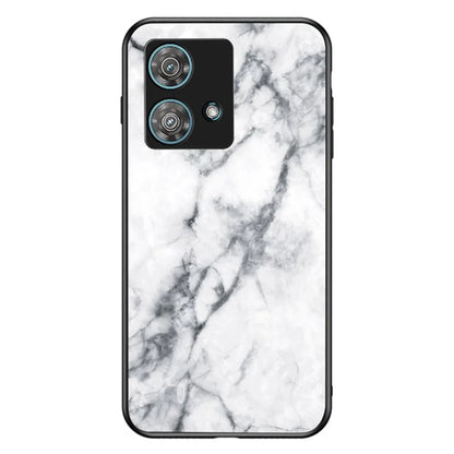 For Motorola Edge 40 Neo 5G Case Marble Pattern Printed Tempered Glass+PC+TPU Phone Protector