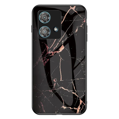 For Motorola Edge 40 Neo 5G Case Marble Pattern Printed Tempered Glass+PC+TPU Phone Protector