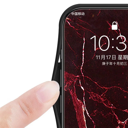 For Motorola Edge 40 Neo 5G Case Marble Pattern Printed Tempered Glass+PC+TPU Phone Protector