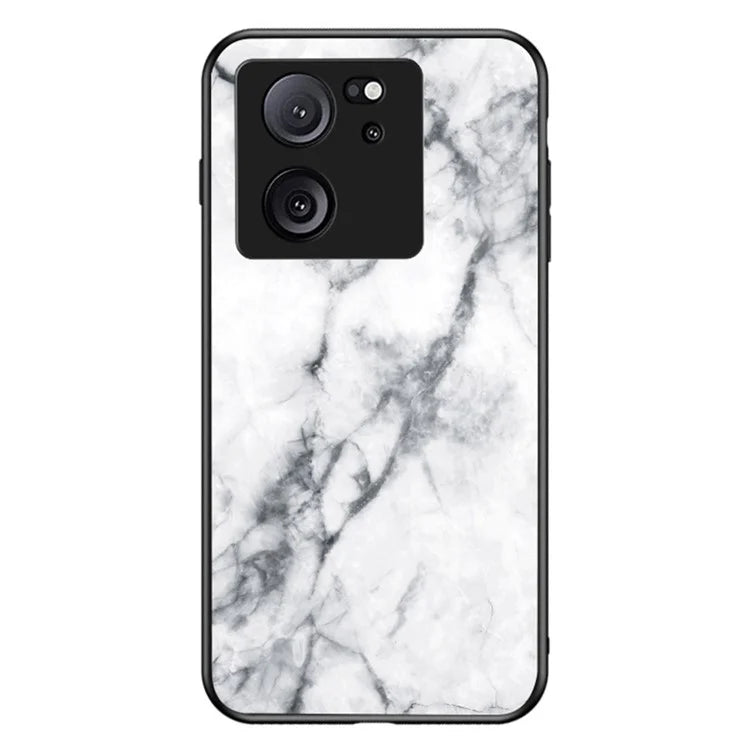 Xiaomi 13T / 13T Pro / Redmi K60 Ultra Cover Marble Pattern PC+TPU+Tempered Glass Mobile Phone Shell