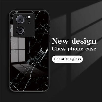 Xiaomi 13T / 13T Pro / Redmi K60 Ultra Cover Marble Pattern PC+TPU+Tempered Glass Mobile Phone Shell