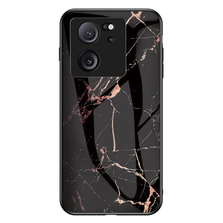 Xiaomi 13T / 13T Pro / Redmi K60 Ultra Cover Marble Pattern PC+TPU+Tempered Glass Mobile Phone Shell