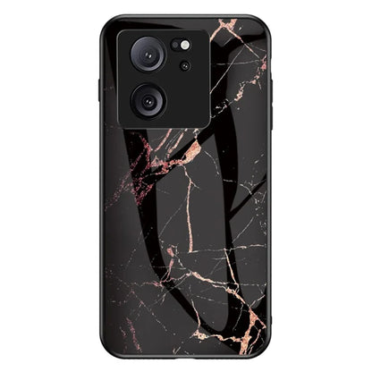 Xiaomi 13T / 13T Pro / Redmi K60 Ultra Cover Marble Pattern PC+TPU+Tempered Glass Mobile Phone Shell