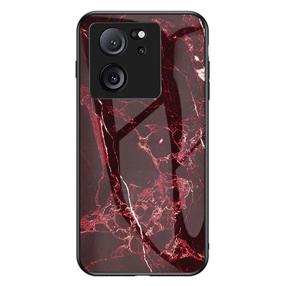 Xiaomi 13T / 13T Pro / Redmi K60 Ultra Cover Marble Pattern PC+TPU+Tempered Glass Mobile Phone Shell