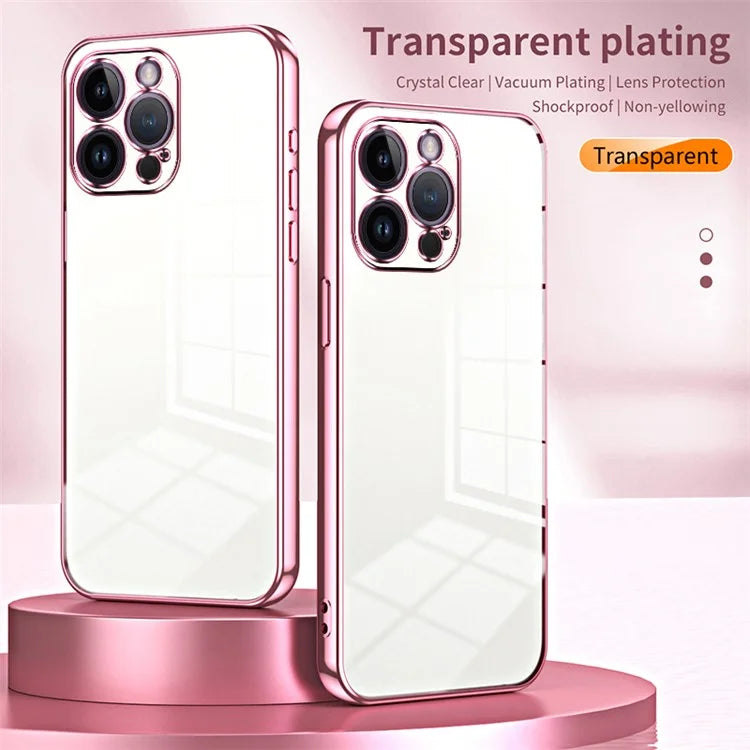 For iPhone 14 Pro Max TPU Case Electroplated Frame with Lens Protection