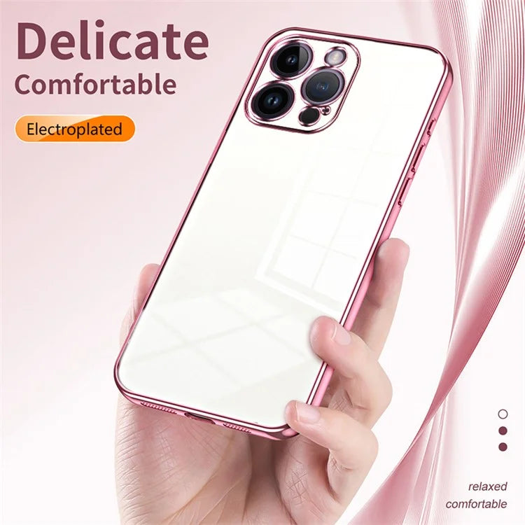 For iPhone 14 Pro Max TPU Case Electroplated Frame with Lens Protection
