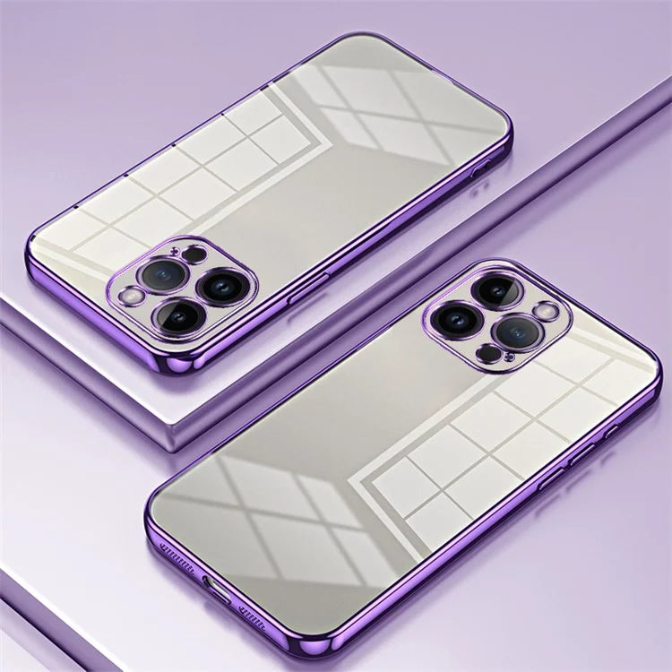 For iPhone 14 Pro Max TPU Case Electroplated Frame with Lens Protection