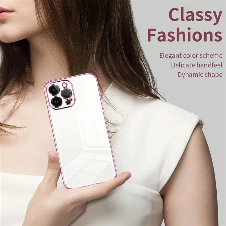 For iPhone 13 Pro Max Fine-Cut TPU Phone Case Electroplated Frame