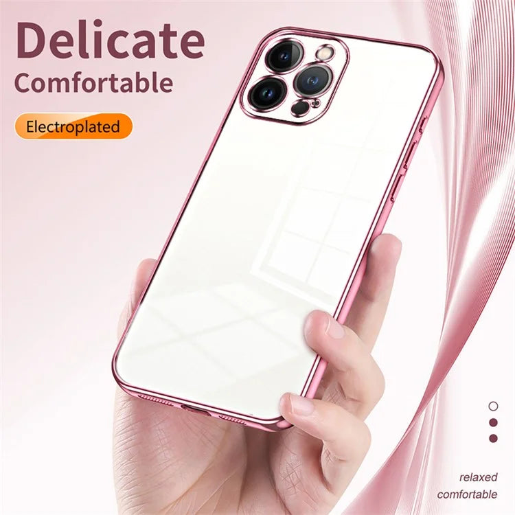 For iPhone 13 Pro Max Fine-Cut TPU Phone Case Electroplated Frame