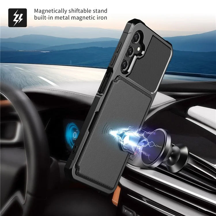 ZM03 For Samsung Galaxy A15 5G Cell Phone Case PU Leather Coated TPU Shell Fits Magnetic Car Mount