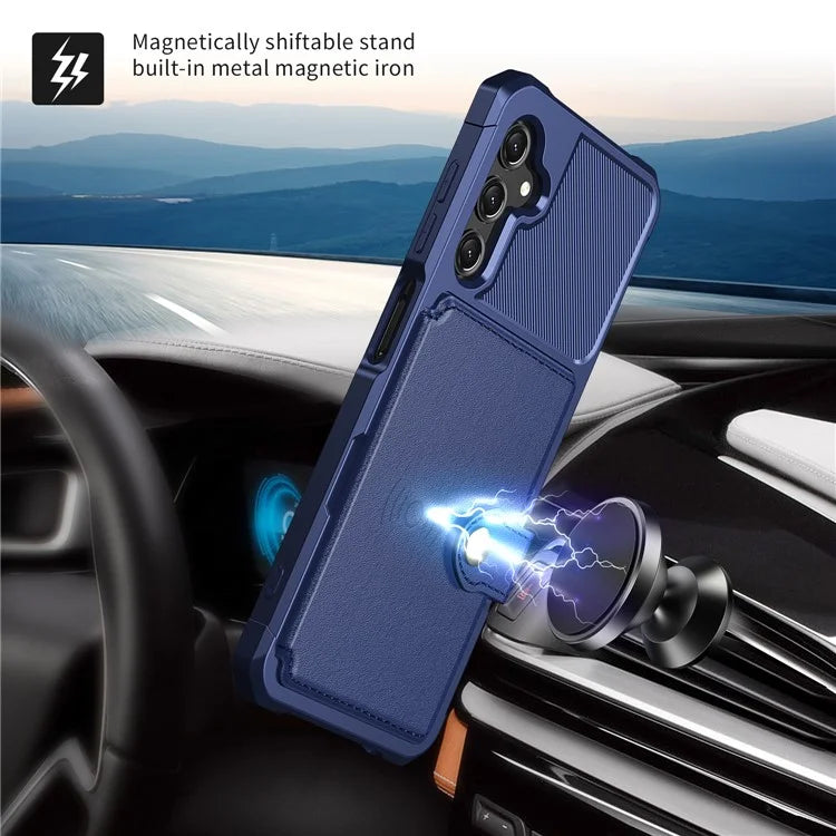 ZM03 For Samsung Galaxy A15 5G Cell Phone Case PU Leather Coated TPU Shell Fits Magnetic Car Mount