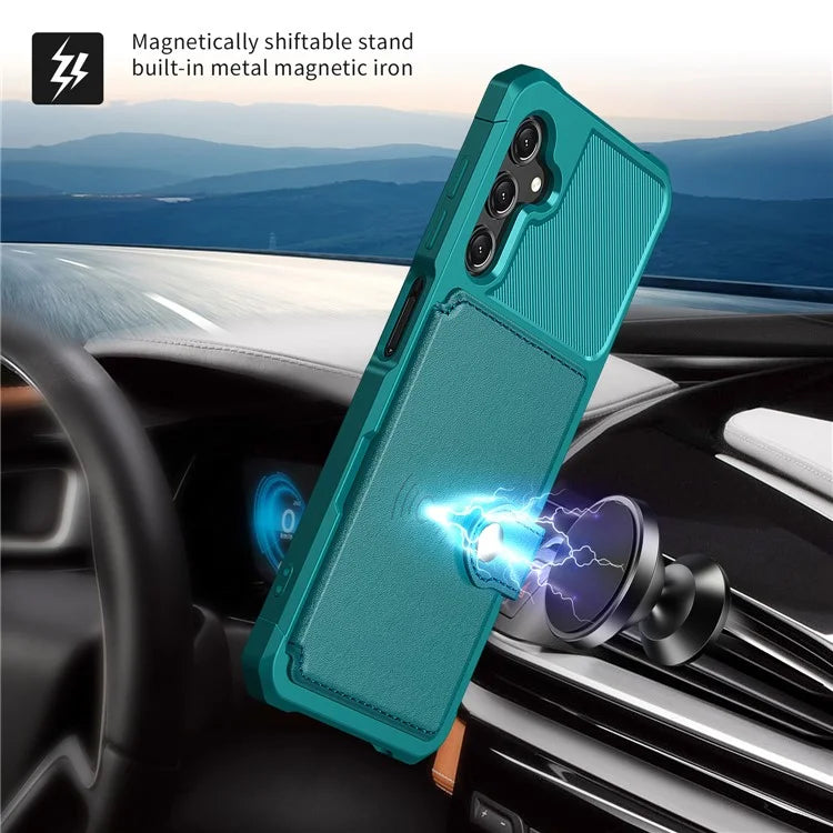 ZM03 For Samsung Galaxy A15 5G Cell Phone Case PU Leather Coated TPU Shell Fits Magnetic Car Mount