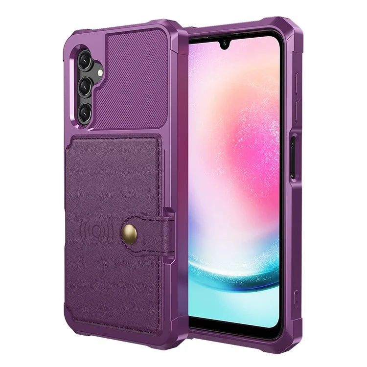 ZM03 For Samsung Galaxy A15 5G Cell Phone Case PU Leather Coated TPU Shell Fits Magnetic Car Mount