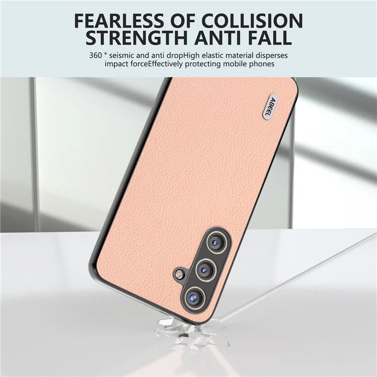 ABEEL For Samsung Galaxy S24+ Phone Case Litchi Texture Cowhide Leather Back Cover