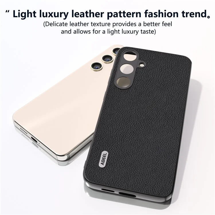 ABEEL For Samsung Galaxy S24+ Phone Case Litchi Texture Cowhide Leather Back Cover
