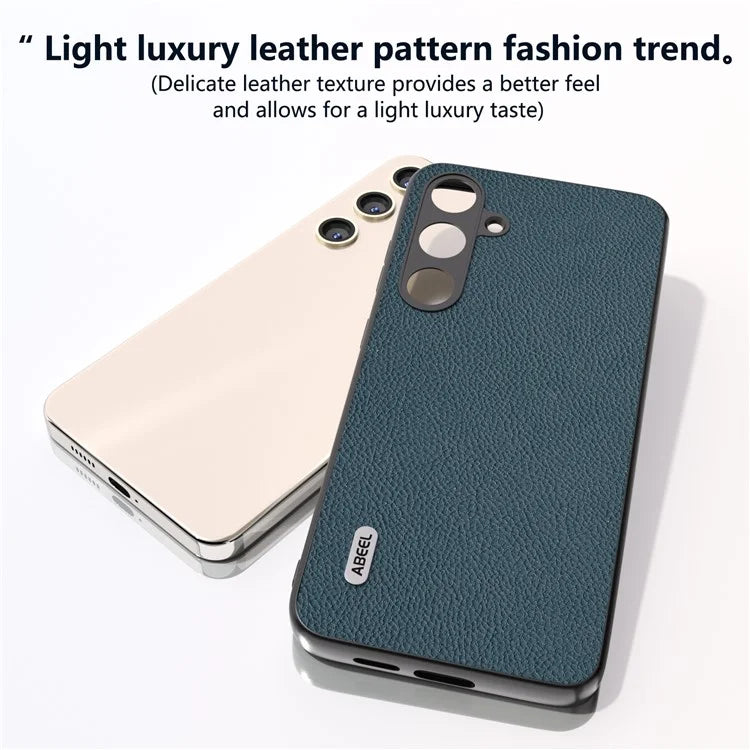 ABEEL For Samsung Galaxy S24+ Phone Case Litchi Texture Cowhide Leather Back Cover