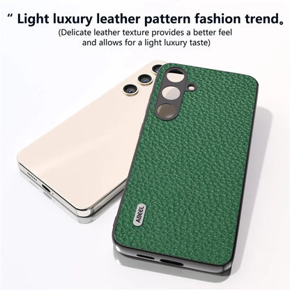 ABEEL Litchi Texture Cover for Samsung Galaxy S24+ Cowhide Leather+PC+TPU Phone Case