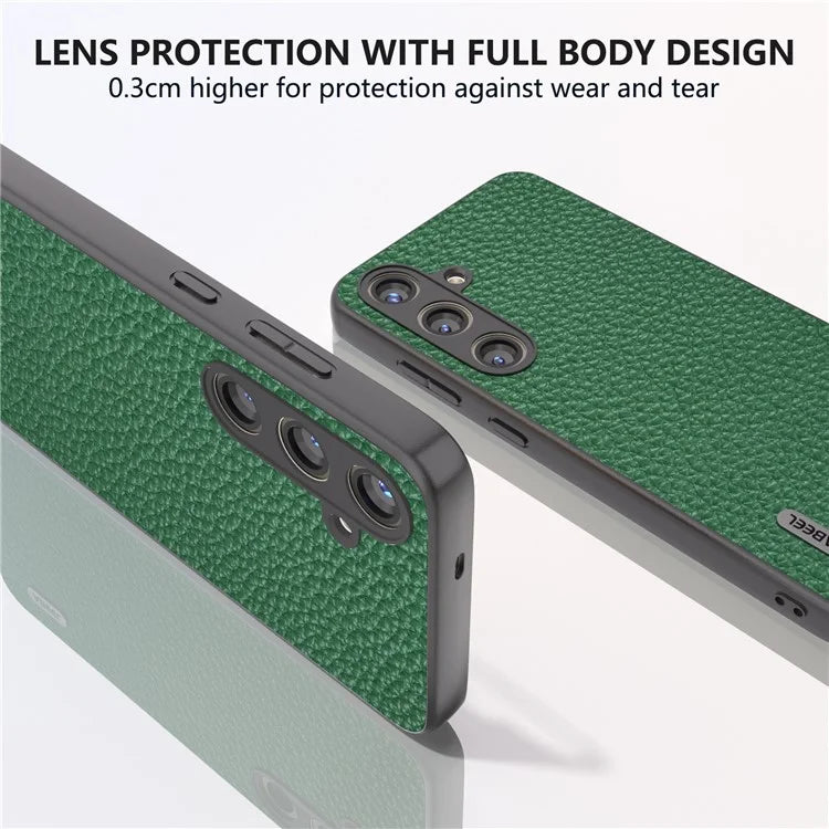 ABEEL Litchi Texture Cover for Samsung Galaxy S24+ Cowhide Leather+PC+TPU Phone Case