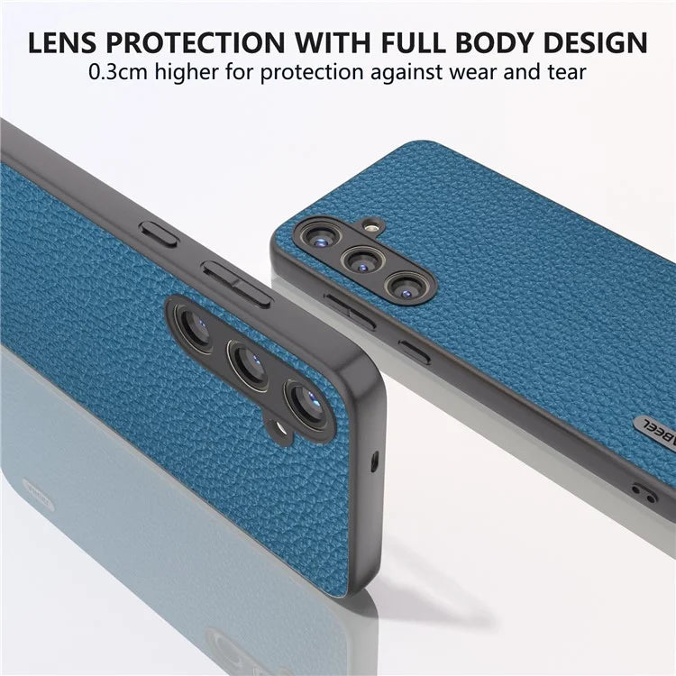 ABEEL Litchi Texture Cover for Samsung Galaxy S24+ Cowhide Leather+PC+TPU Phone Case