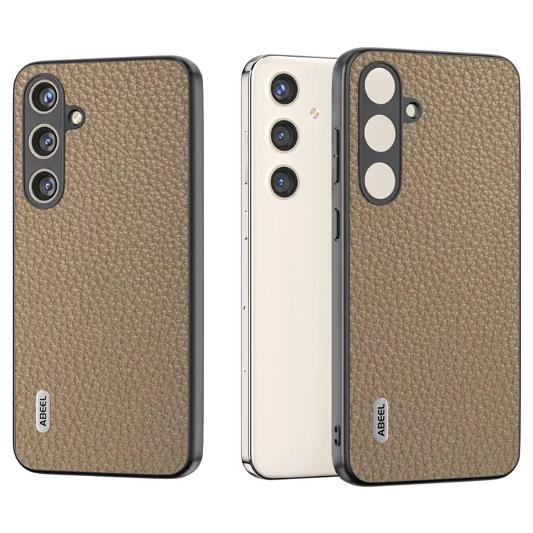 ABEEL Litchi Texture Cover for Samsung Galaxy S24+ Cowhide Leather+PC+TPU Phone Case