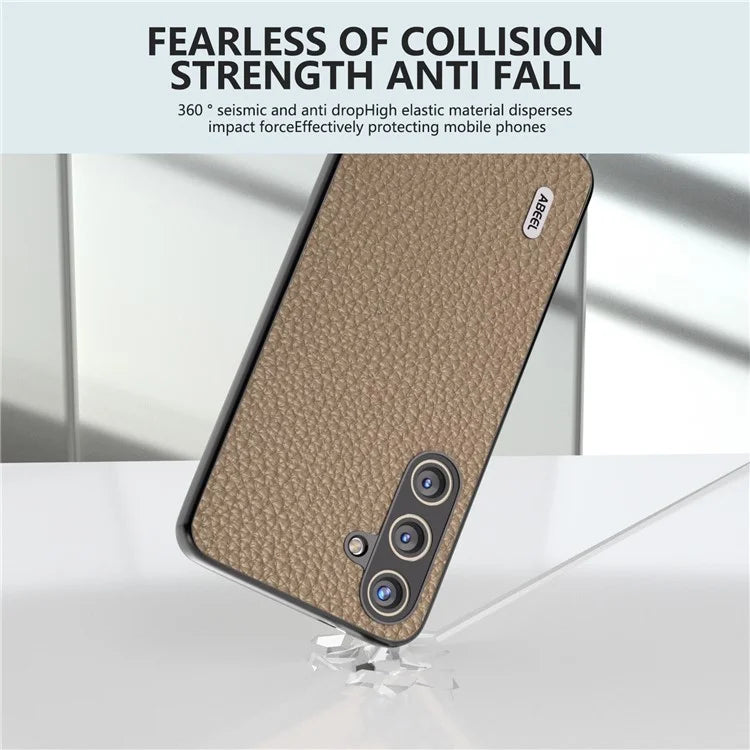 ABEEL Litchi Texture Cover for Samsung Galaxy S24+ Cowhide Leather+PC+TPU Phone Case