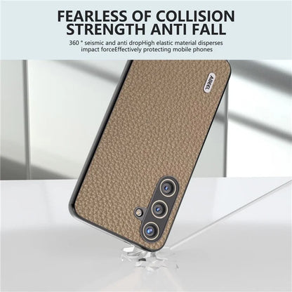 ABEEL Litchi Texture Cover for Samsung Galaxy S24+ Cowhide Leather+PC+TPU Phone Case