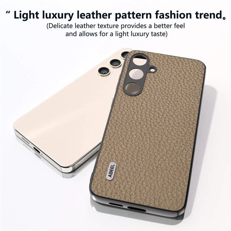 ABEEL Litchi Texture Cover for Samsung Galaxy S24+ Cowhide Leather+PC+TPU Phone Case