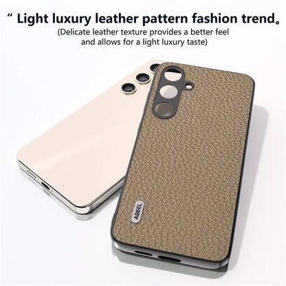 ABEEL Litchi Texture Cover for Samsung Galaxy S24+ Cowhide Leather+PC+TPU Phone Case