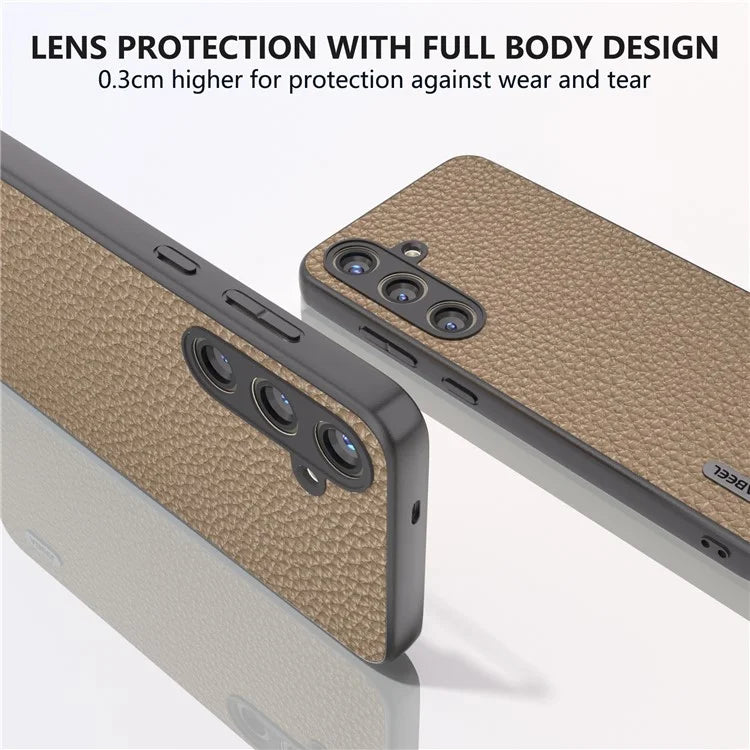 ABEEL Litchi Texture Cover for Samsung Galaxy S24+ Cowhide Leather+PC+TPU Phone Case