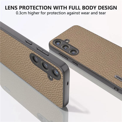 ABEEL Litchi Texture Cover for Samsung Galaxy S24+ Cowhide Leather+PC+TPU Phone Case