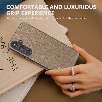 ABEEL Litchi Texture Cover for Samsung Galaxy S24+ Cowhide Leather+PC+TPU Phone Case