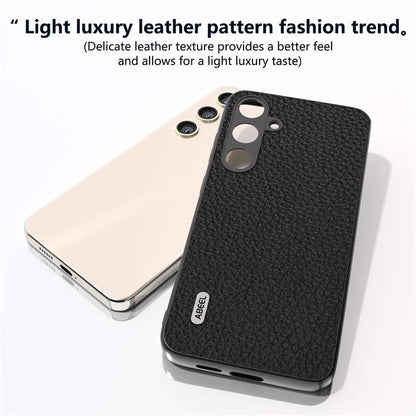 ABEEL Litchi Texture Cover for Samsung Galaxy S24+ Cowhide Leather+PC+TPU Phone Case