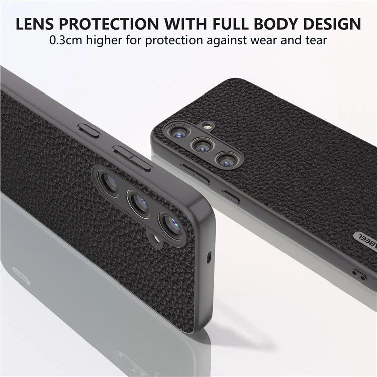 ABEEL Litchi Texture Cover for Samsung Galaxy S24+ Cowhide Leather+PC+TPU Phone Case