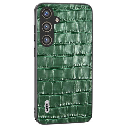 ABEEL For Samsung Galaxy S24+ Case Genuine Cow Leather Phone Cover Crocodile Texture