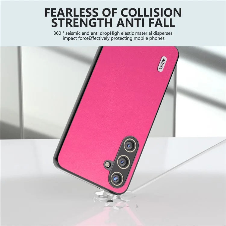 ABEEL For Samsung Galaxy S24 Textured Phone Case Slim PU Leather Shockproof Cover