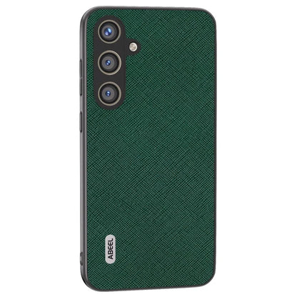 ABEEL For Samsung Galaxy S24 Cowhide Leather Phone Case with Cross Texture
