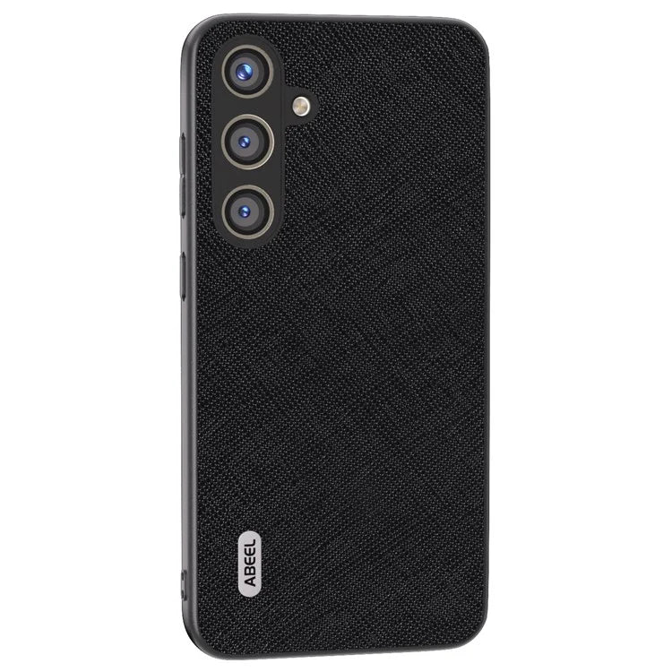 ABEEL For Samsung Galaxy S24 Cowhide Leather Phone Case with Cross Texture
