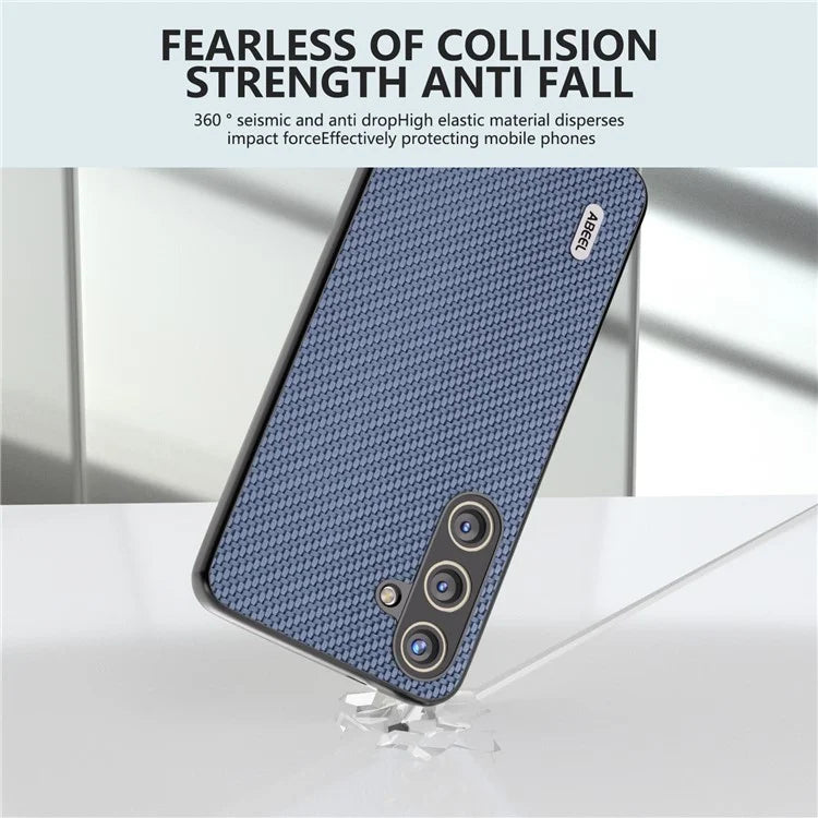 ABEEL for Samsung Galaxy S24 Carbon Fiber Texture Case PU Leather+PC+TPU Protective Phone Cover