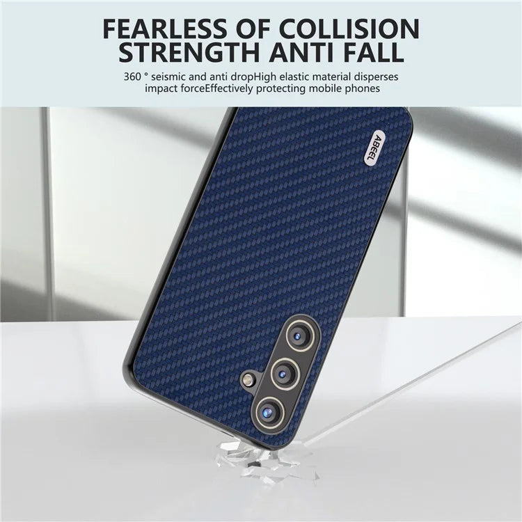 ABEEL for Samsung Galaxy S24 Carbon Fiber Texture Case PU Leather+PC+TPU Protective Phone Cover
