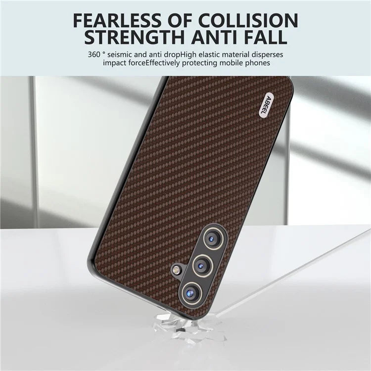 ABEEL for Samsung Galaxy S24 Carbon Fiber Texture Case PU Leather+PC+TPU Protective Phone Cover