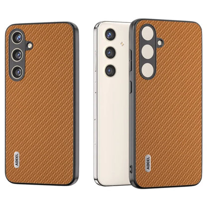 ABEEL for Samsung Galaxy S24 Carbon Fiber Texture Case PU Leather+PC+TPU Protective Phone Cover