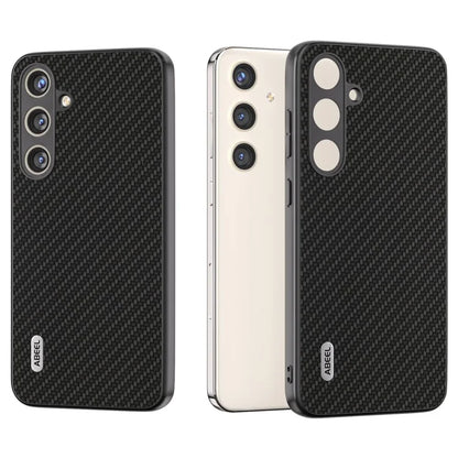 ABEEL for Samsung Galaxy S24 Carbon Fiber Texture Case PU Leather+PC+TPU Protective Phone Cover
